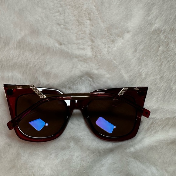 Fendi Red and Brown Sunglasses - Picture 6 of 12